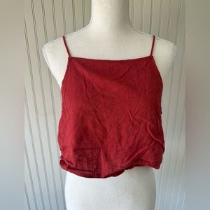 Square neck linen tank top